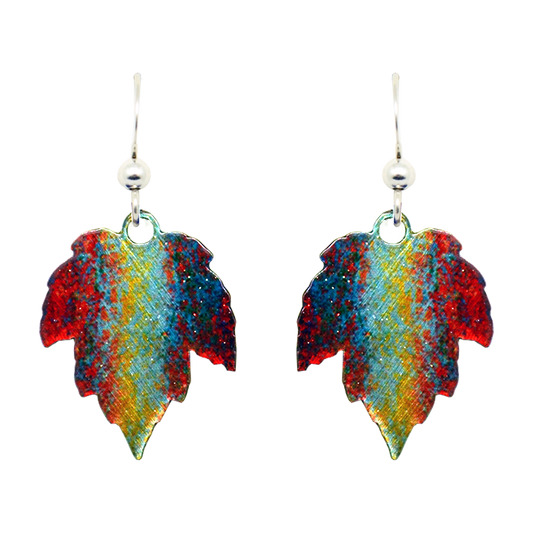 Autumn Streaks Leaf earrings, Sterling Silver Earwires, Item# N5103