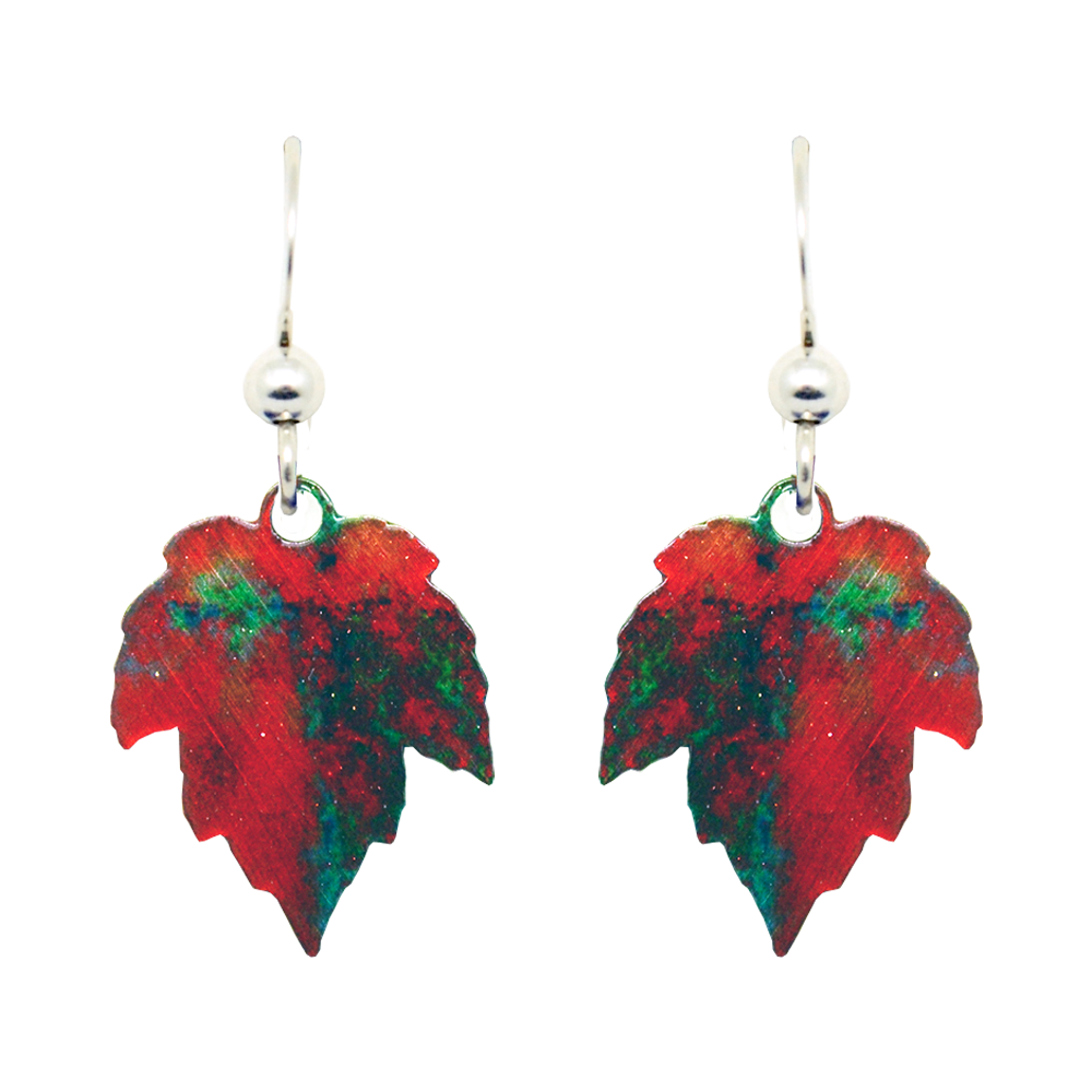 Autumn Fire Leaf Earrings, Sterling Silver Earwires, Item# N5101
