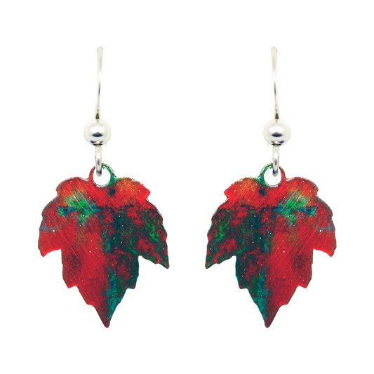 Autumn Fire Leaf Earrings, Sterling Silver Earwires, Item# N5101