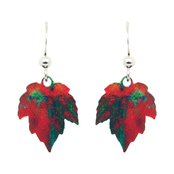 Autumn Fire Leaf Earrings, Sterling Silver Earwires, Item# N5101