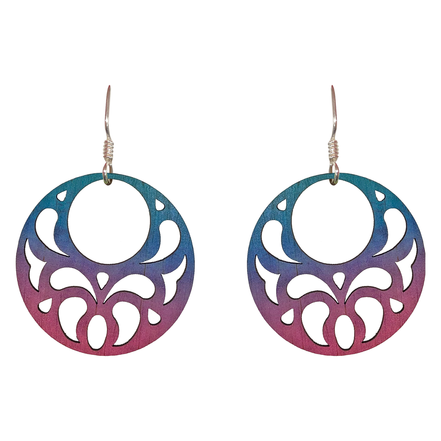 Open Paisley Wood Earrings, Sterling Silver Filled Earwires, Made in the U.S.A.