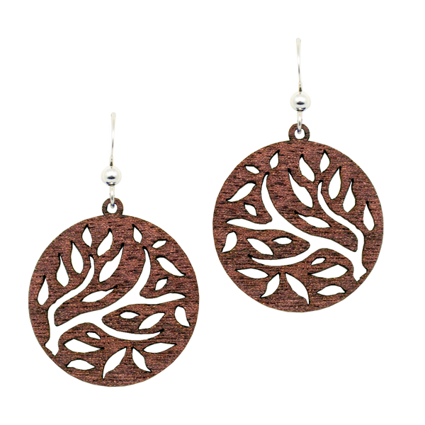 Branch & Leaves Wood Earrings,