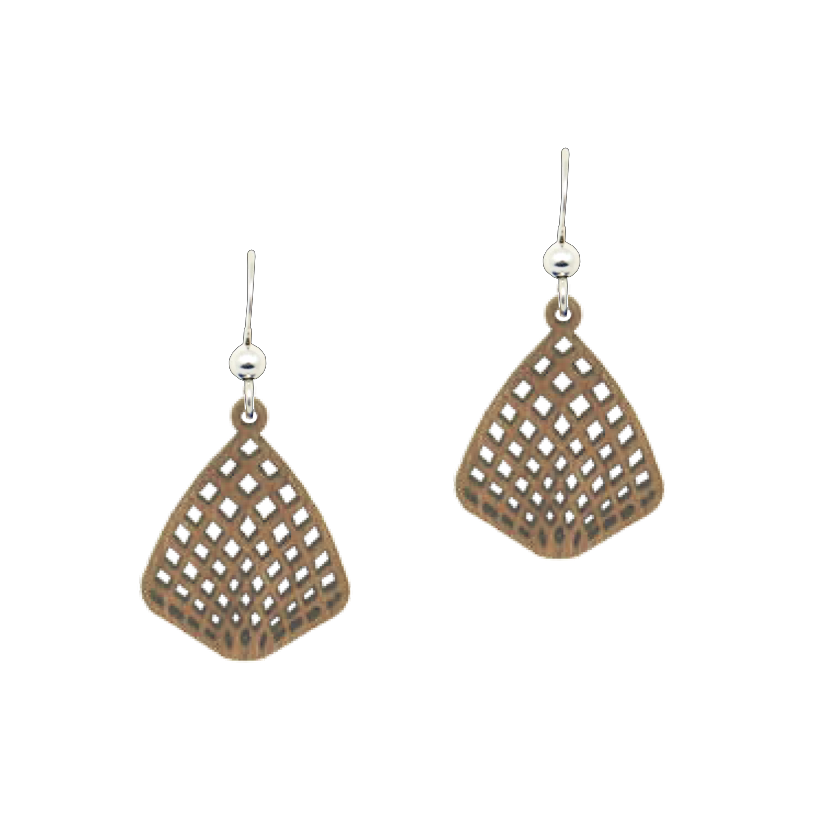Reuleaux Triangle Wood Earrings, Sterling Silver Earwires, Sustainably Sourced Wood