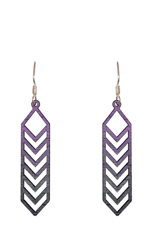 Chevron Ombre, Wood Earrings, Filled Sterling Silver Earwires, Made in the U.S.A.