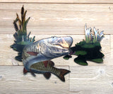 Musky in Weeds, wall art by d'ears, made in the USA, 18 gauge steel