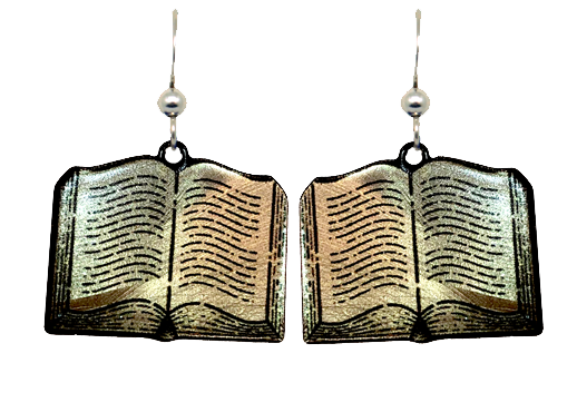 Book Earrings,  Stainless Steel, #2521