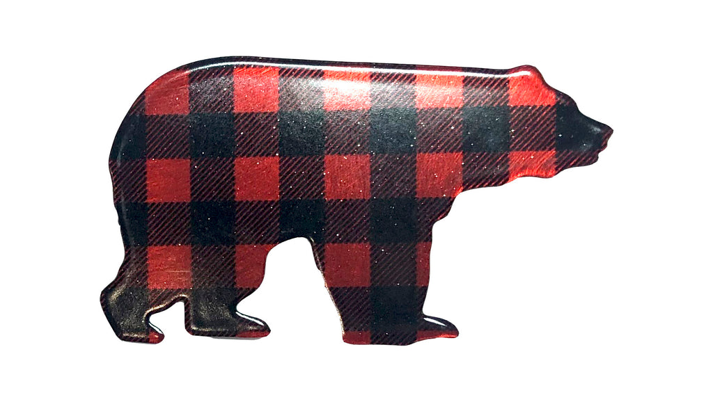 Bear Pin, Transparent Buffalo Plaid Item# 6091