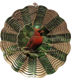 Red Cardinal Wind Spinner, made in the USA by d'ears, 18 gauge powder coated