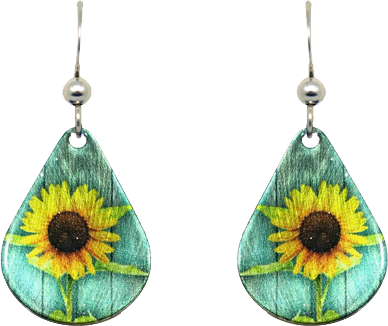 Sunflower on Teal earrings #2523 by d'ears